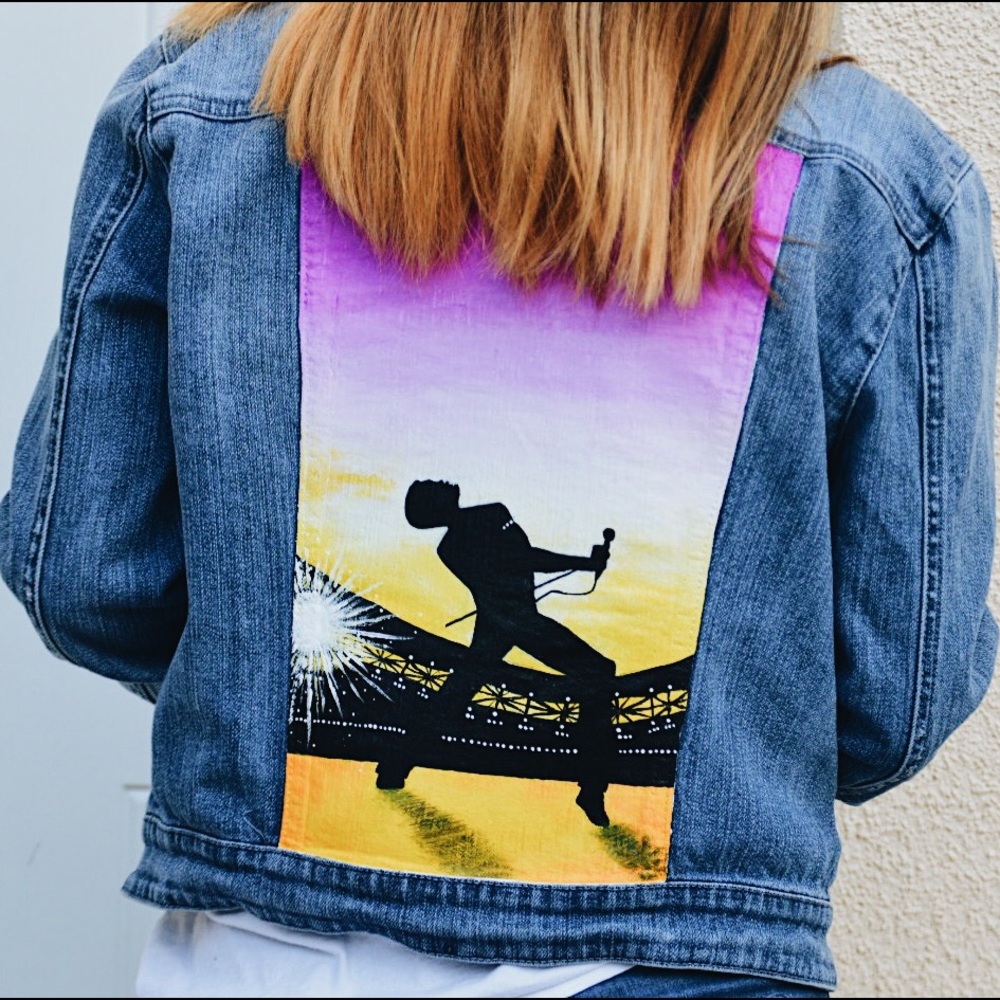 Hand Painted Bohemian Rhapsody Denim Jacket - Picture 2 of 12